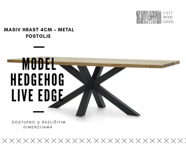 Trpezarijski sto Hedgehog Live Edge